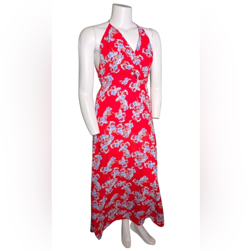 LUSH Red Floral Halter Maxi Dress Size L